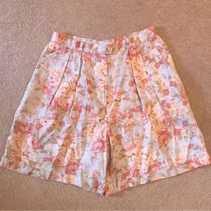 Lauren Ralph Lauren Floral High Waist Shorts - Pink and Cream